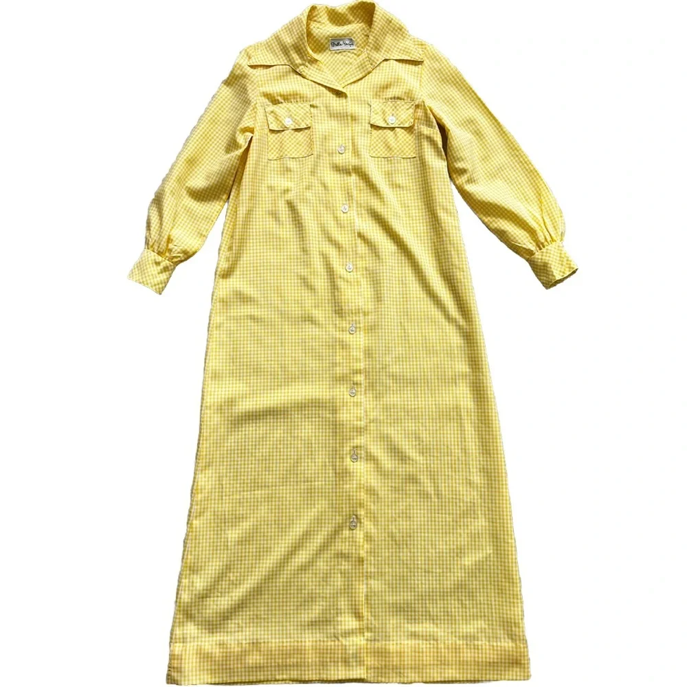 STELLA FAGIN GINGHAM PRINT BUTTON DOWN DRESS LIGHTWEIGHT COTTAGECORE PRAIRIE - Picture 10 of 10